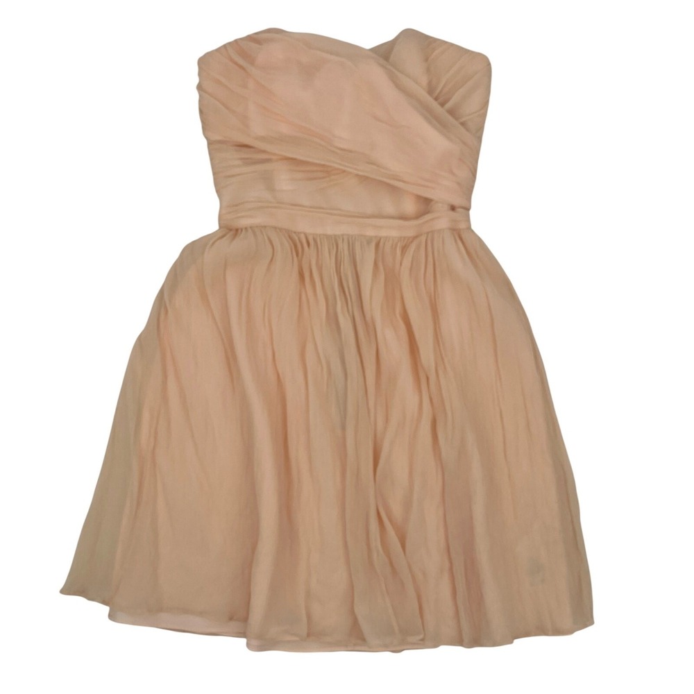 J.Crew Womens Petite‎ 00 Pink Silk Chiffon Strapless Ruched Mini Dress